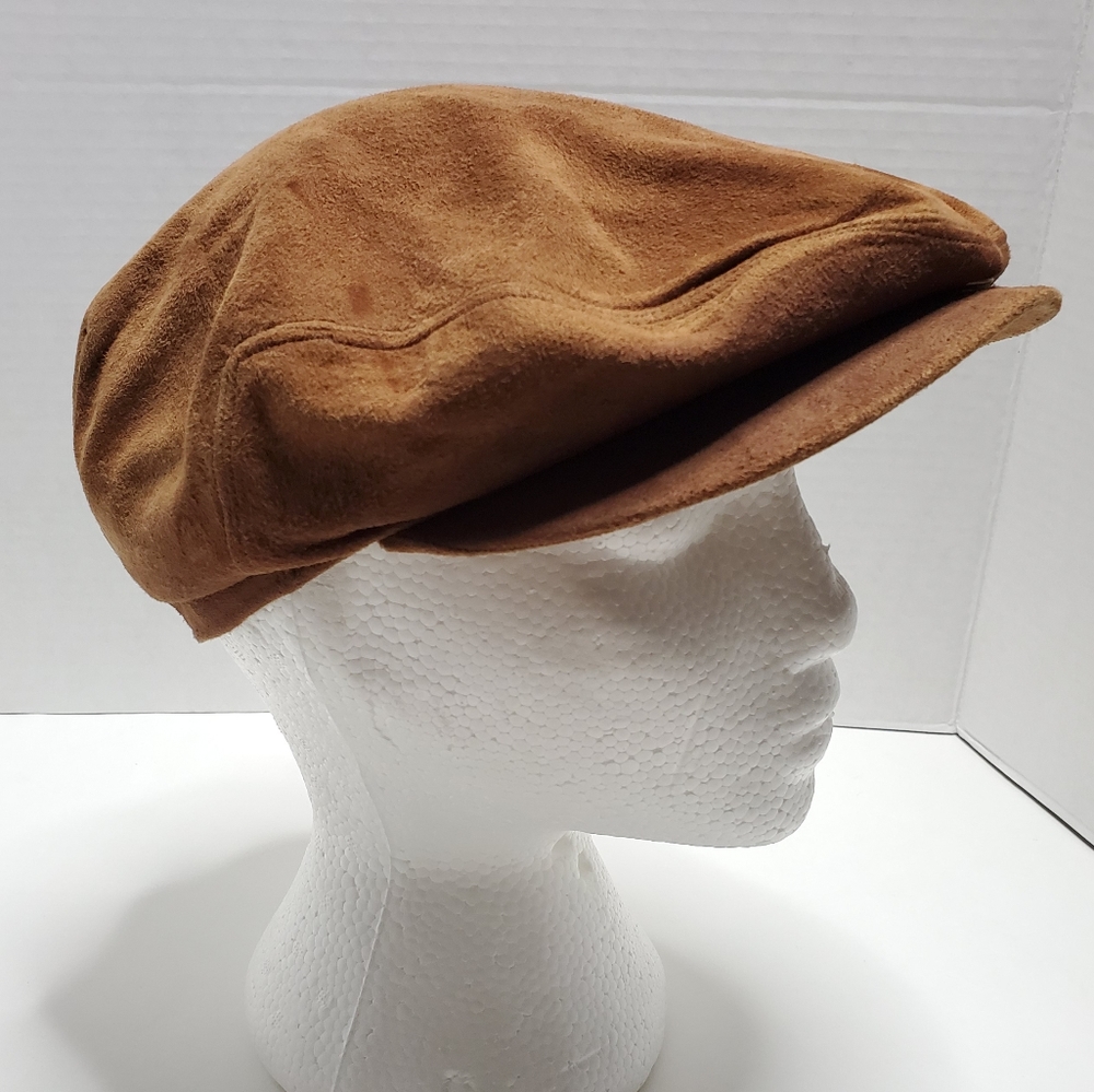 Vtg DOBBS Fifth Avenue Suede Leather Newsboy Hat